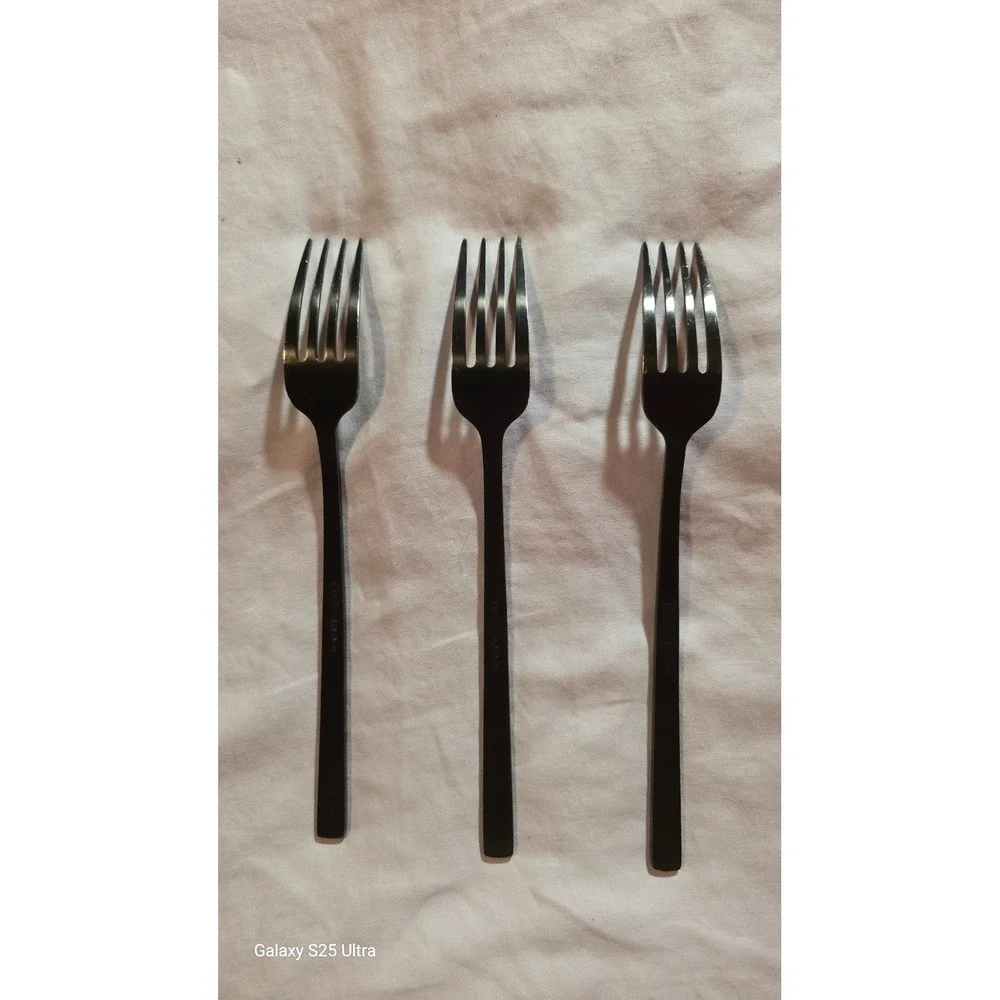 Cambridge Silversmiths Black Satin Matte Stainless Steel Dinner Forks Set of 3